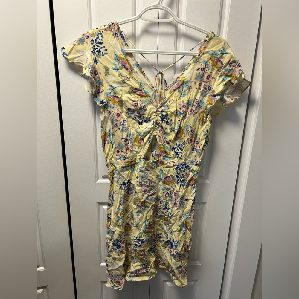 Floral Yellow Dress Size Medium Pink Rose Brand